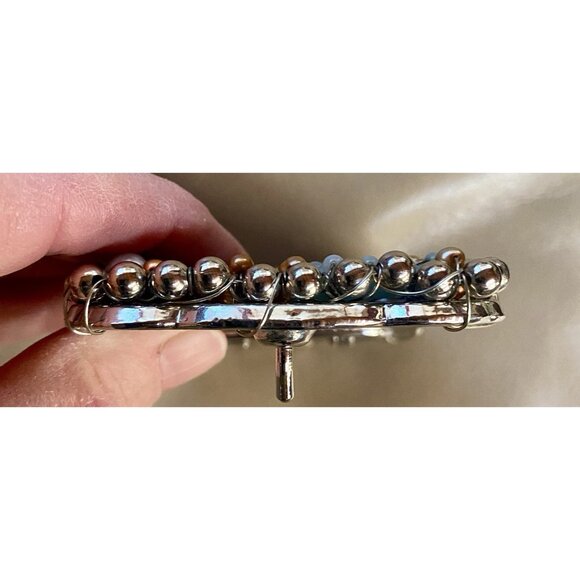 Pearl Amazonite Crystal Silver Balls Belt Buckle Handmade Cowgirl Bling 4” X 2.5 main image 6